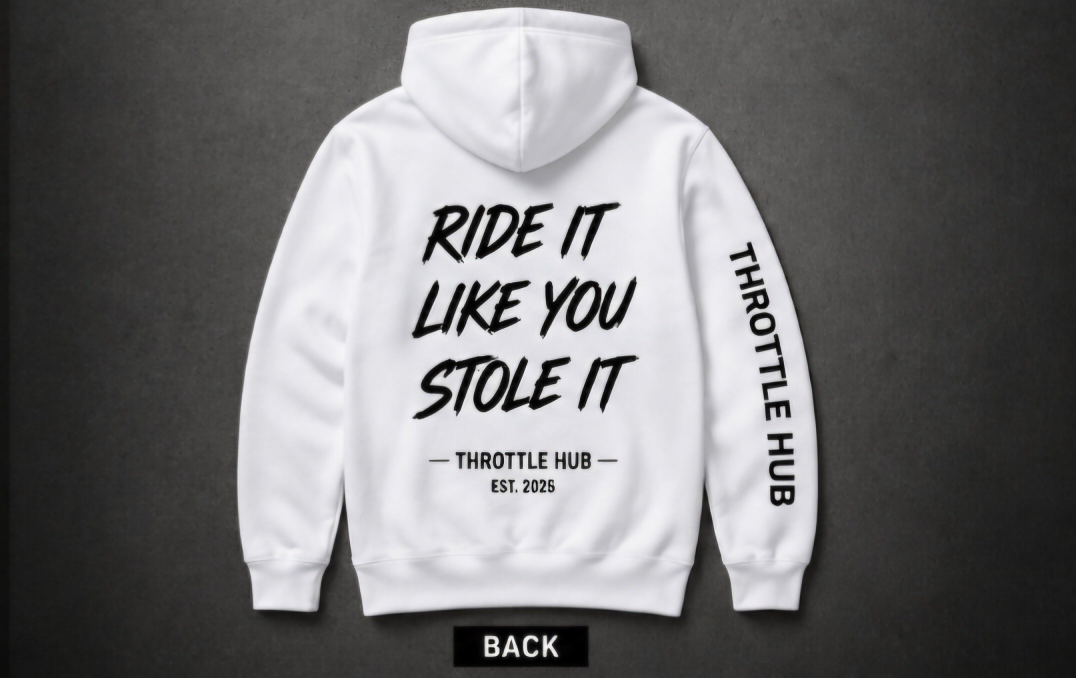Ride it like you stole it hoodie white